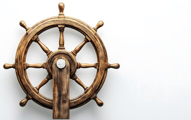 Obraz premium Vintage Wooden Ship Wheel Nautical Decor Maritime Helm