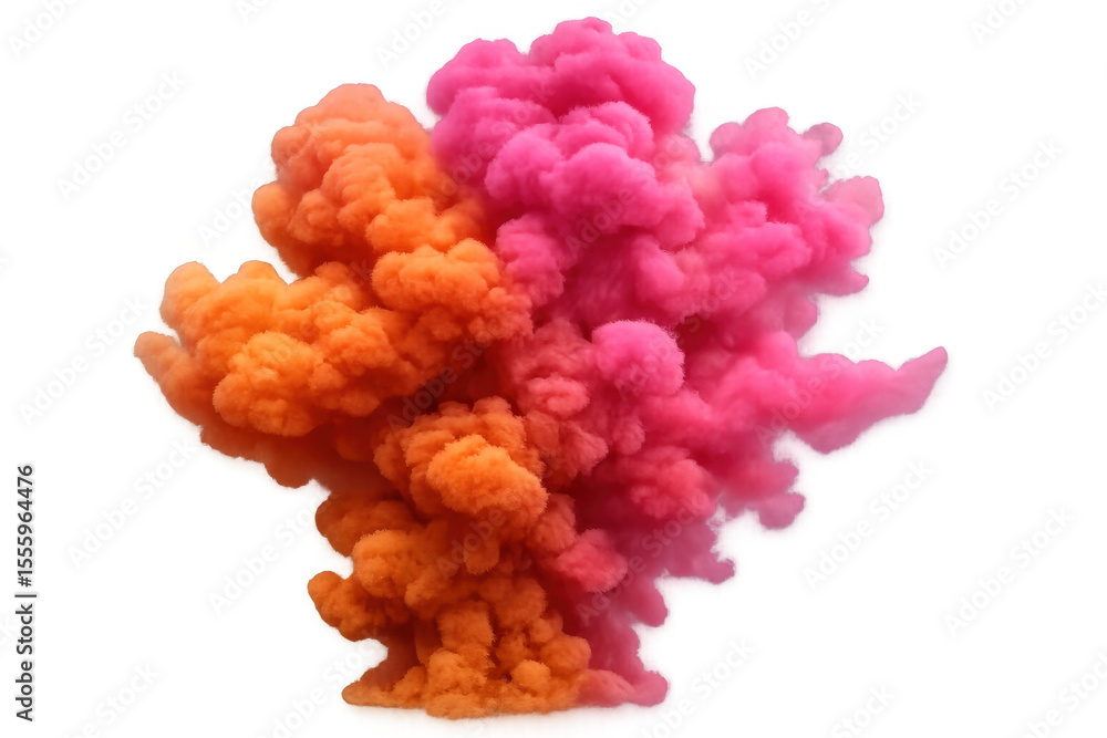 Poster colorful smoke cloud rising on transparent background, ideal for compositing and adding atmosphere t
