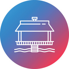 Hawaii House Line Gradient Circle Background Icon