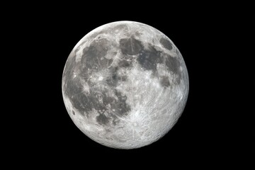 Obraz premium Full Moon Detail with Craters and Lunar Surface Texture Visible Against a Black Background