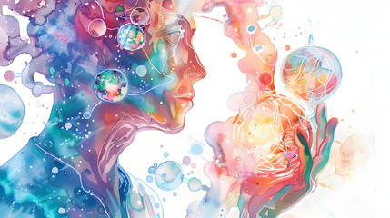 watercolor painting style Consciousness 