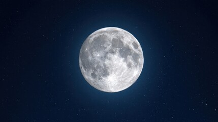 Fototapeta premium Full Moon Shining Brightly Against a Starry Night Sky in Outer Space