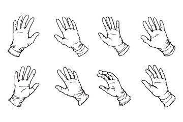 Gloves line art and black color