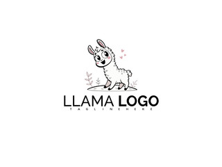 Adorable Cartoon Llama Kawaii Clipart Vector Logo. Perfect for Kids’ Clothing, Toy Packaging, Baby Shower Invitations, and Whimsical Brand Identity Focused on Young Audiences.

