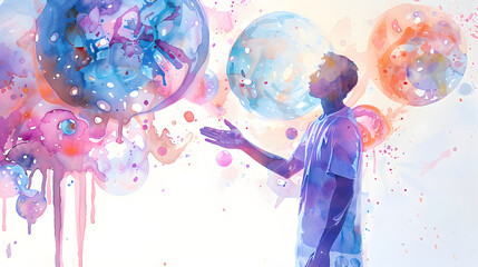 watercolor painting style Consciousness 