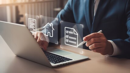 Digital documentation on a laptop for business analysis and processing