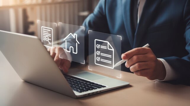 Digital documentation on a laptop for business analysis and processing