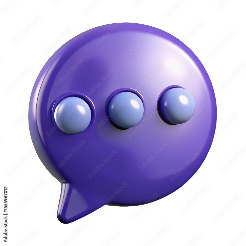Fototapete purple 3d glossy speech bubble chat icon digital communication message social media internet network