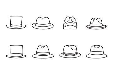 Hat line art and black color