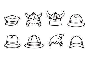 Hat line art and black color