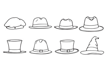 Hat line art and black color