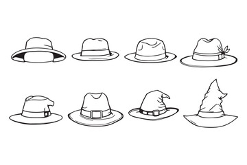 Hat line art and black color