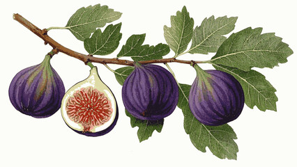 Sienna Bark Flow fig tree isolated watercolor vector illustration svg
