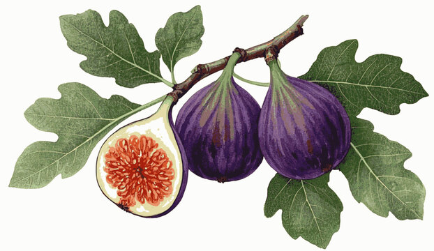 Aegean Canopy fig tree isolated watercolor vector illustration svg