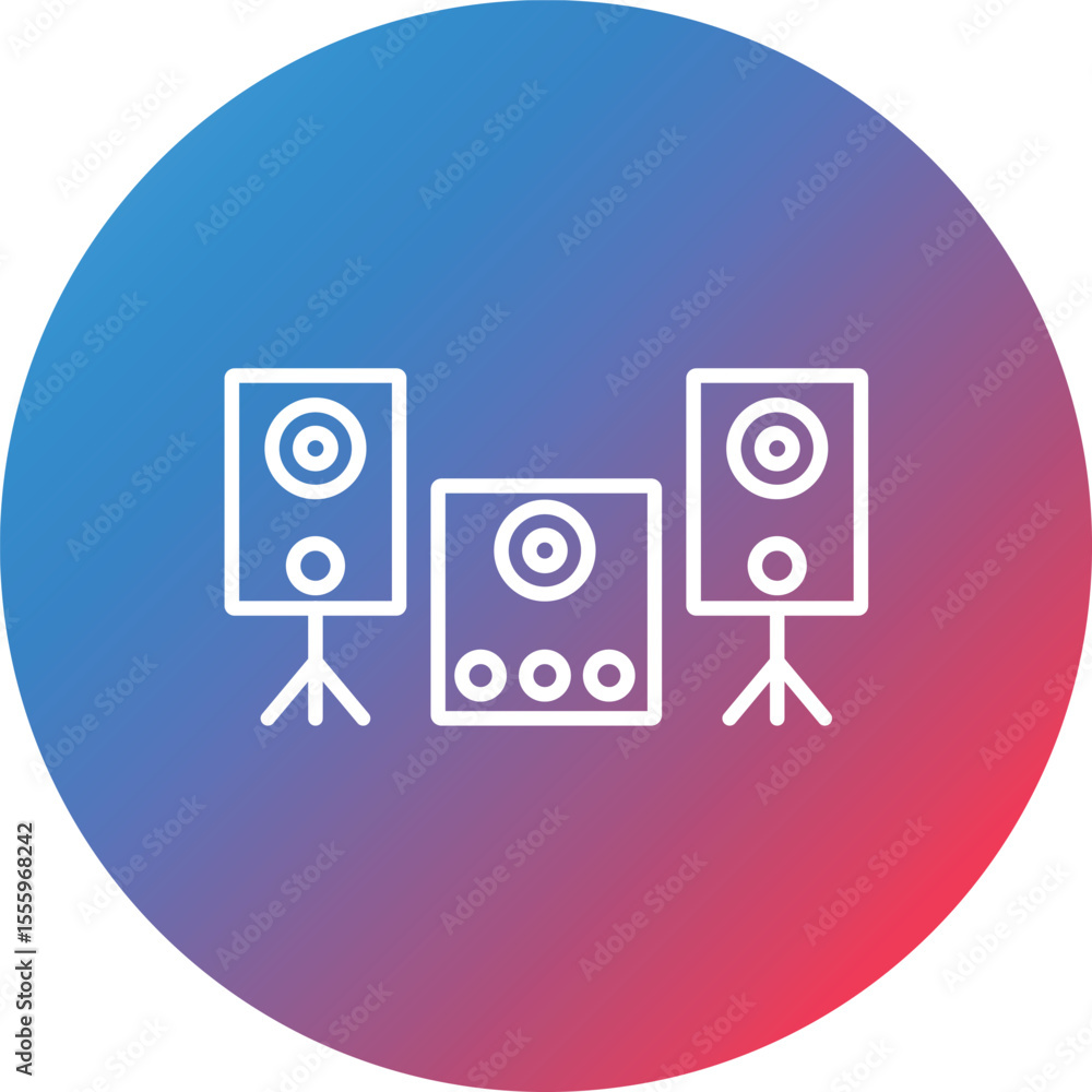 Poster sound system line gradient circle background icon