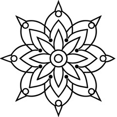 Floral Rangoli Line Drawing