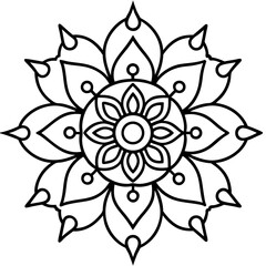 Floral Rangoli Line Drawing