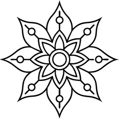 Floral Rangoli Line Drawing