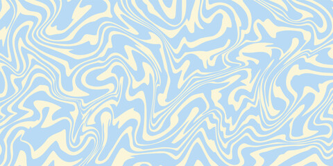 A minimal wavy abstract background with pastel blue and cream colors, inspired by 60s and 70s retro style.Vector illustration. © Alfin