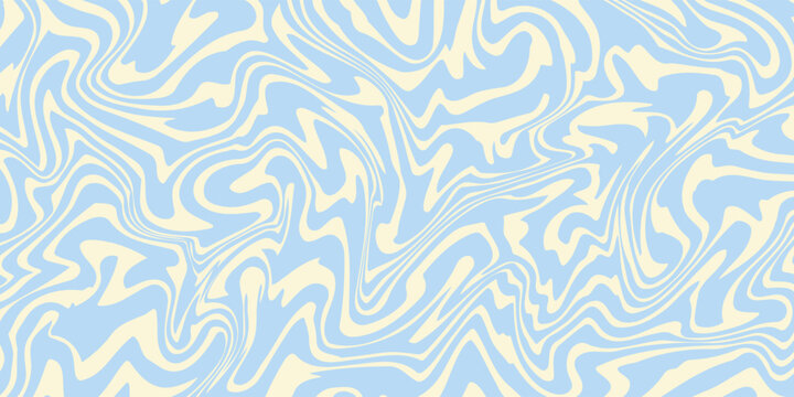 A minimal wavy abstract background with pastel blue and cream colors, inspired by 60s and 70s retro style.Vector illustration.