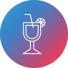 Cocktails Line Gradient Circle Background Icon