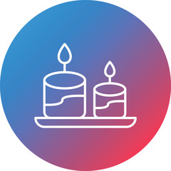 Candles Line Gradient Circle Background Icon