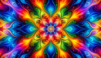 Vibrant Abstract Mandala of Flowing Colors