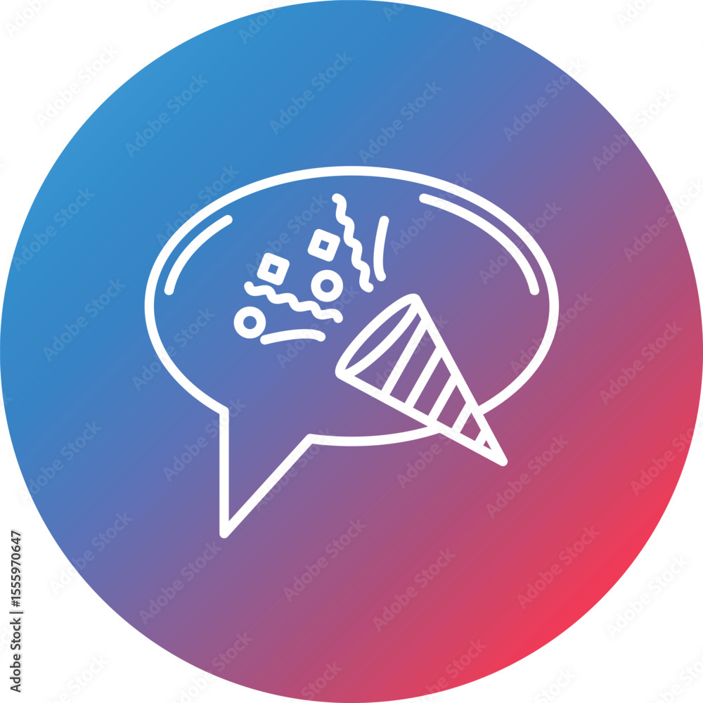 Poster party conversation line gradient circle background icon