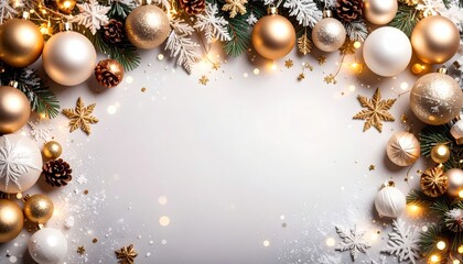 Festive holiday decorations indoor setting image of christmas ornaments and snowflakes cozy atmosphere close-up view celebratory concept