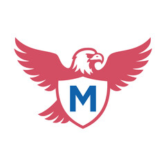 Initial Eagle Logo combine with letter M vector template
