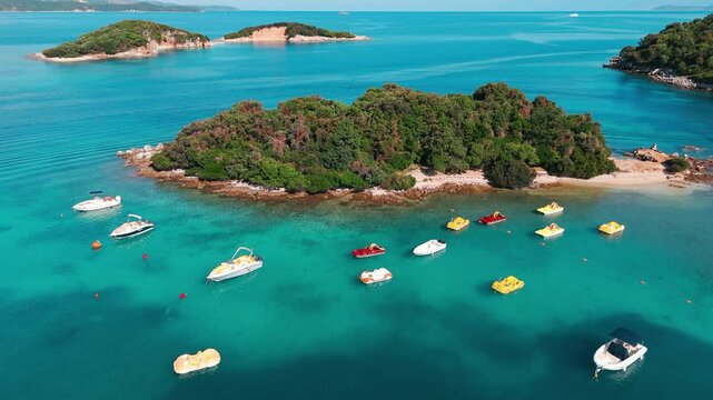 Aerial view of Ksamil Beach in Albania