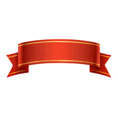 Elegant red ribbon with gold trim isolated on transparent background