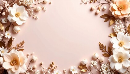 Elegant floral arrangement for wedding invitations soft pink background digital art romantic setting close-up view wedding concept