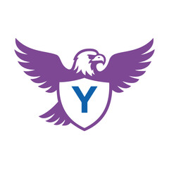 Initial Eagle Logo combine with letter Y vector template

