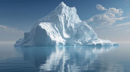White Iceberg Floating in Calm Blue Water Under Bright Sunlight.