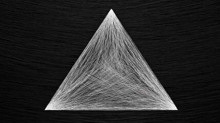White Interwoven Triangle on Black Textured Background.