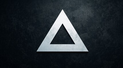 White Interwoven Triangle on Black Textured Background.
