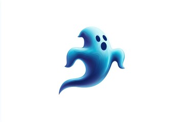 Charming animated ghost swirl icon perfect for Halloween decorations, haunted themes, or spooky designs, showcasing a whimsical light blue ghost figure with expressive features