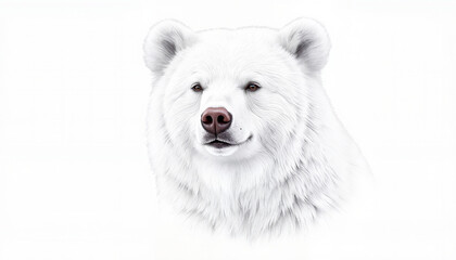 Fototapeta premium Polar bear portrait with soft expression on white background 