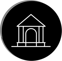 Monochrome Building Icon: A minimalist outline of a stately building, rendered in stark lines on a black background, suggesting themes of history, culture, or institutional presence.
