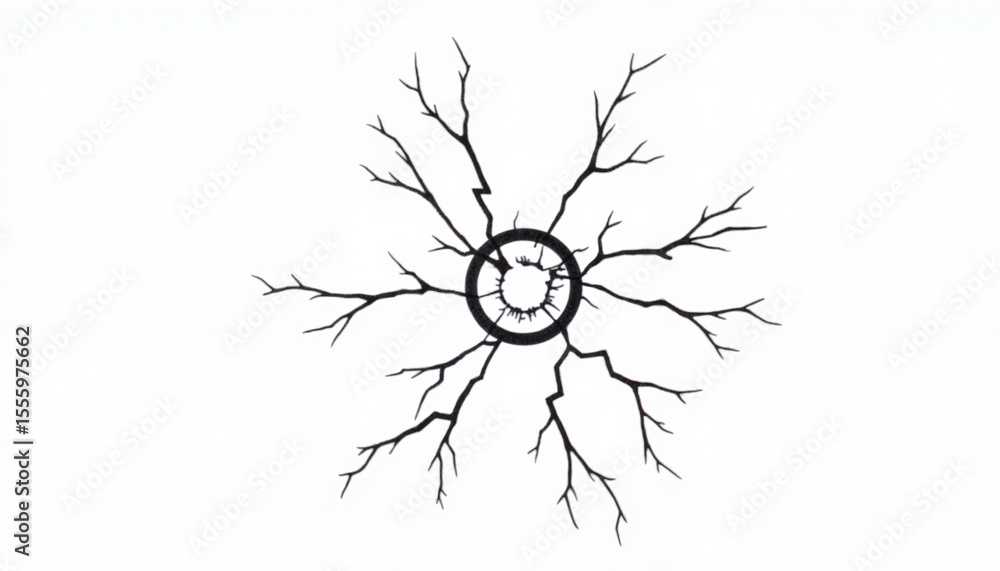 Poster abstract depiction of a circular design with branching lines