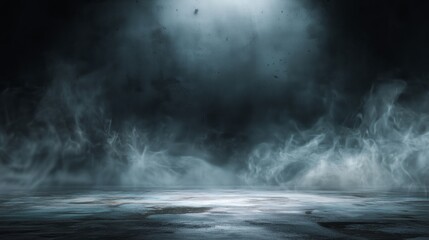 Fototapeta premium Mysterious dark space with smoke and cobwebs creating an eerie Halloween atmosphere perfect for spooky events or haunted gatherings