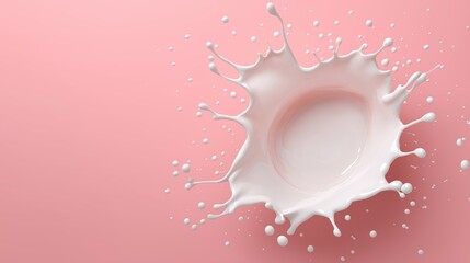 White Milk Splash on Pink Background