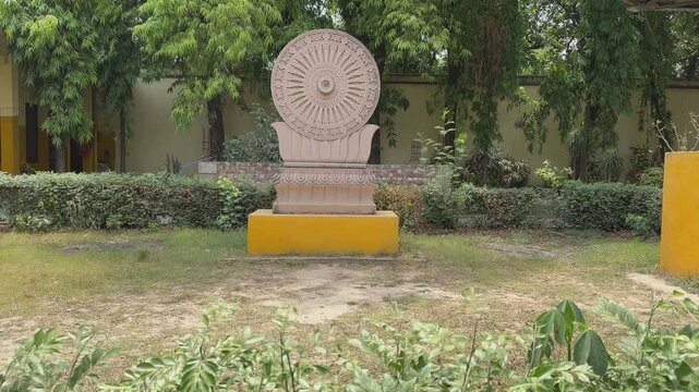 Ashoka Chakra is an Indian symbol which is a depiction of the dharmachakra. A stone skulpture at sarnath stupa called Dharmachakra Pravartana, or "Turning of the Wheel of Dharma
