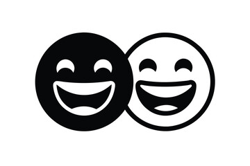 Black and White Smiling Emoji Faces Intertwined on a White Background