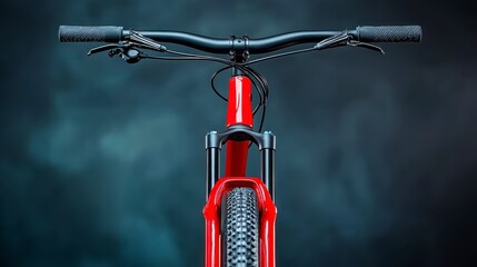 Red Mountain Bike Close Up Dark Background