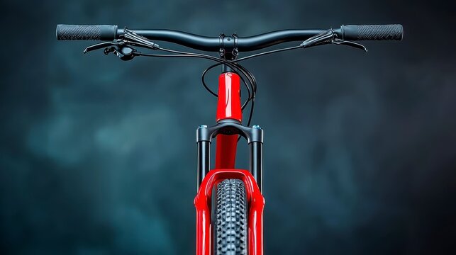 Red Mountain Bike Close Up Dark Background