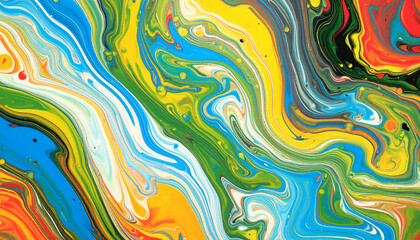 Obraz premium Vibrant Abstract Painting with Flowing Colors