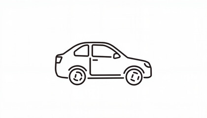 Obraz premium Simple line drawing of a car on a white background 
