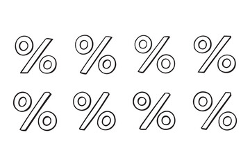 set of different type of 8 pcs Percent sign line art and black color